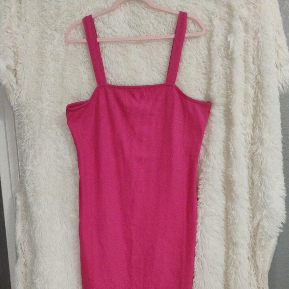 The Drop Amelia Midi Ribbed Tank Dress Hot Pink Size XXL NWT